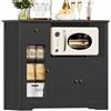 HOCSOK Credenza Microonde Cucina, Credenza Soggiorno Moderno, Armadietto da Terra con 3 Ante, adatto per Cucina, Soggiorno, Nero, 90x40x82cm