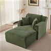 Ligterra Divano letto in velluto a coste, Divano Boneless, Cloud Couch con 3 morbidi cuscini, senza montaggio, cuscini rimovibili, Easy Clean per soggiorno appartamento ufficio (Verde)
