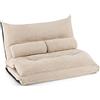 GYMAX Divano da Pavimento 3 in 1, Schienale Regolabile, Portata 150 kg, Divano Letto Poltrona Pieghevole per Soggiorno, Camera da letto (Beige)