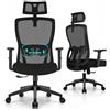 Durrafy Sedia da Ufficio, Sedia Ufficio Ergonomica con Poggiatesta Regolabile, Bracciolo, Supporto Lombare, Sedia da ufficio con rivestimento in rete traspirante, Portata 150 kg, Nero.
