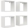 KUBUTKU Set di 4 libreria da parete moderne 30 x 33 x 18 cm quadrate mensole da muro design per soggiorno camera da letto ufficio e cucina (bianco)