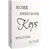 Multistore 2002 - Cassetta portachiavi in legno con motivo intagliato in lingua inglese Home Sweet Home, 6 ganci e vano portaoggetti, 22 x 7 x 32 cm