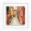 Lupia - Quadro Moderno con paesaggi e localismi Italiani Ceramica e Stampa Rilievo Cornice Legno Shabby Modern Bianca Decorazione Parete Quadretti Soggiorno 29x29 cm Bologna Canale nel Centro Storico