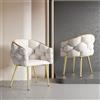 Goeria Sedia di Lusso in Velluto - Soggiorno, Pranzo, Trucco, Moderno Stile Moda Set Con Gambe in Ferro Dorato, Bolle, Beige