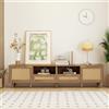 Goeria Consolle TV 200 x 37 x 49 cm, mobile TV in vero rattan, con piedini in legno massiccio