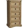 Vida Designs Home Discount Cassettiera a 5 cassetti in robusto legno di pino messicano mobile Tallboy