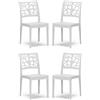 REDÒKASA Set 4 sedie in polipropilene TETI, MADE IN ITALY, impilabile, idrorepellente, resistenza raggi UV, design moderno albero della vita per sala da pranzo, cucina, bar, ristoranti, esterno (Bianco, 4)