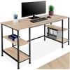 tectake® Scrivania 137 x 55 x 75 cm, Stile Industriale, Scrivania gaming, Tavolo da lavoro, perfetta per casa e ufficio, ideale per computer portatile e computer fisso, 4 ripiani - Legno Chiaro