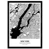 Nacnic Poster Mappa di New York - Stati Uniti d'America. Fogli Città degli Stati Uniti con i Mari e fiumi, in Colore Nero. Formato A3