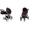 BabyLux Passeggino Largo 2in1 Deep e Passeggino con Accessori Regolabile e Pieghevole Struttura in Alluminio Leggero 2 Opzioni di Montaggio Ruote Impenetrabili Black Purple White Frame