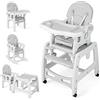COSTWAY 3 in 1 Seggiolone Pappa Bambini, Seggiolone Neonati con Vassoio Rimovibile, Sedia e Tavolo Convertibile Ragazzi, Schienale Regolabile, Cintura di Sicurezza, per Bambini 6-36 Mesi (Grigio)