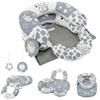 Djowyh Cuscino E Tappetino Tummy Time, Cuscino Tummy Time e Seggiolino con Giocattoli Sensoriali, Attività Ludica Staccabile Per Bambini In Camera Da Letto Soggiorno E Stanza