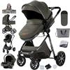 Aveainelle Passeggino 3 in 1, Trio Neonati da Viaggio Reversibile, Passeggino Pieghevole One-Click e Accessori Completi, Doppia Modalità di Freno per Ruote Anteriori e Posteriori (V9 Deep Grey)