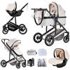 Lnhcrbs Passeggino 3 in 1, Beige-Set Passeggino,Ruota Anteriore Bloccabile | Passeggino Da Viaggio con Manico Regolabile,Il telaio del passeggino è in alluminio,Per 0-4 anni, fino a 22 kg