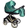 Sojan Passeggino AGIX 3in1 ecopelle i 3 pezzi e accessori. Carrello bambino trio Eco-pelle Sojan BBtwin (green metal)