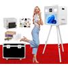DOWWEI Cabina Fotografica Potenziata con Schermo Touch 21.5 con Stampante Interna, Specchio Magico Selfie con Flight Case per Matrimoni e Feste (White, with Printer)