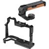 Generico Compatibile con Canon EOS R8, gabbia for fotocamera DSLR con maniglia superiore, slitta a contatto freddo, fori ARRI da 3/8/1/4 e alloggiamento video for treppiede(Cage B with Top Grip)