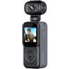 Zoegneer Videocamera 4K con microfono esterno, rotazione di 180 gradi, 2688 x 1520 HD, videoregistratore per sport all'aria aperta, bici, viaggi (nero)