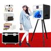 DOWWEI Cabina Fotografica Potenziata con Schermo Touch 21.5 con Stampante Interna, Specchio Magico Selfie con Flight Case per Matrimoni e Feste (Black, with Printer)