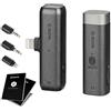 BOYA BY-WM3D 2.4GHz microfono senza fili con adattatore IOS certificato MFI, adattatore TRS e TRRS da 3,5 mm e custodia di ricarica compatibile con dispositivo iOS, DSLR e videocamera…