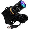 ELP Global Shutter - Telecamera USB con zoom manuale, 5 MP, 50 fps, ad alta velocità, messa a fuoco variabile da 5 a 50 mm, con supporto CS, 1440 p, 60 fps, Lightburn Cam UVC USB2.0, teleobiettivo
