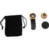 WOONEKY Kit Obiettivi per Telefono Fisheye Grandangolo Macro 2 Set | Clip in Plastica Oro, Borsa in Microfibra Inclusa, per Smartphone e Tablet