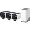 eufy Security eufyCam S3 Pro Kit a 3 camme, telecamera solare per esterni wireless, visione notturna MaxColor, telecamera di sicurezza 4K con pannello solare, riconoscimento facciale, senza canone