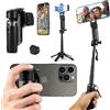 Kalofaye Mini bastone per selfie magnetico, 4 in 1, portatile, per iPhone/Android, mandrino magnetico e clip 2 in 1, con telecomando e 2 luci di riempimento per fotografia, vlogging, TikTok