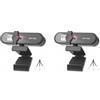 Mealoodiousmusea 2 set di webcam per computer con messa a fuoco automatica HD USB online regolabile per PC con microfono cablato di ricambio webcam esterna videocamera nera 4K