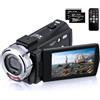 DEGIPO Videocamera digitale Registratore Full HD 1080P 30FPS 30MP IR Visione Notturna Camera Vlogging per YouTube Bambini Schermo LCD da 3 pollici Zoom 16X Camcorder Controllo della fotocamera con 2