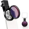 lvifloae Filtro ND2-32-400 variabile da 67 mm per fotocamera del telefono, filtro per obiettivo a densità neutra regolabile con clip universale e custodia per il trasporto, adatto per (ND400)