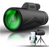 Kitlay Telescopio monoculare (Gen 1) 12x50 per Smartphone,12× Zoom HD View-Oculare retrattile rivestito ottico BAK4 Crystal Prism | Bussola incorporata per tutte le attività all'aperto, nero
