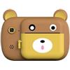 FLADO Cartoon Smart Fotocamera per Bambini Stampa Termica Istantanea Digitale Piccola Fotocamera Reflex Giocattolo Regalo Schermo da 2,4 Pollici, Pixel da 2400 W, Scatto Istantaneo (Marrone)