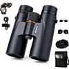 WarMax Binocolo 12x42 HD per bird watching, osservazione delle stelle e caccia, prismi BAK-4, vetro ED, impermeabile, con adattatore per telefono (nero)