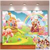 Qian Lollipop Backdrops Cartoon Candy Photo Rainbow Studio Props Booth Baby Birthday Party Photography Background Vinyl 5x3FT ly020