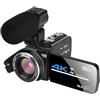 DMETE Fotocamere digitali da 56 MP for la fotografia Videocamera 4K Webcam Vlog Set Zoom digitale 18X Videoregistratore for visione notturna Regalo per principianti(16G SD Card,With Microphone)
