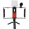 Vikye Kit Vlog per smartphone, stabilizzatore a biliardo per telefono con microfono di riempimento cavo audio gabbia per telefono treppiede portatile per registrazione, flag, streaming live, YouTube