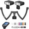 Godox MF12-K2 2PCS Macro Flash 2.4G Guida di controllo della trasmissione wireless N. 16 Modalità TTL M con filtro colorato Slitta fredda con trasmettitore trigger flash e supporto flash