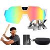 rialgirw Pov Occhiali da sole da baseball 4K con fotocamera, aggiornamento 2026 4K HD Pov Sport Smart Recording Occhiali da sole con audio per baseball e azione all'aperto (Rec-A)