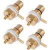 Zisemeil Connettore Jack Femmina con Presa Placcata Oro da 4 Pezzi, Placcatura in Rame per Amplificatore, con Montaggio a Pannello da 2 Mm e Foro di Fissaggio da 12 Mm