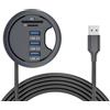 fxwtich Hub USB da scrivania Plug and Play Hub USB Desktop Hub 1m Cavo TF/lettore di schede SD Nero