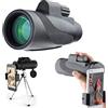 SweAtz Cannocchiale monoculare monoculare ad alta potenza 40X60 per il birdwatching Gioco sportivo da viaggio per concerti con treppiede adattatore per telefono, telescopio monoculare