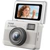 LICAEVEY Piccolo Videoregistratore Portachiavi Videocamera Digitale 4K 68MP, Fotocamera Portatile con Schermo Ribaltabile a 180° da 1,47 Pollici per Vlog di Viaggio Riprese Notturne Feste (Beige)