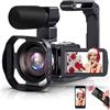 YFDGD 4K Ultra HD Videocamera Vlogging Camera for 3.0 pollici 48MP Zoom digitale 18X Wifi Webcam Camcorder Live Streaming Scatta Nitida Fluida(16G SD Card,With Mic Lens handle)