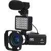 AmAzwi Videocamera Camcorder della videocamera 4K 3 0fps. Ultra HD. Digital Vlogging Videocamera Videocamera 16X Digital Zoom Fill Light WiFi Vlog Recorder Videocamera digitale per vlogging(Size:Standard,Col