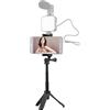Andoer Supporto per telefono portatile pieghevole mini treppiede da tavolo con 3 sezioni estensibile Lunghezza regolabile della clip del telefono per smartphone Registrazione Vlog Selfie Live Stream