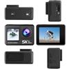 LICAEVEY Action Camera WiFi 5K, Touch Screen Frontale da 30 FPS da 2 Pollici, Telecamera Subacquea con Stabilizzazione a 6 Assi Grandangolare da 170 ° con Telecomando per lo Sport