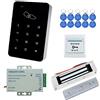 YAVIS Set kit Sistema di Controllo Accessi Tastiera Porta Apertura con 180kg/350lbs Serratura Magnetica Elettrica, Alimentatore DC12V/3A, Pulsante di Uscita, Portachiavi ID 10 pz RFID EM
