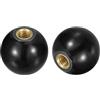 QUARKZMAN 2Pcs Pomelli Sferici Filettati, M6 Filettatura Femmina Pomello Termoindurente 20mm Diametro Maniglie Operative rotondo con Inserti in Rame per Maniglia Leva Macchina, Nero
