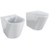 Parama Sanitari in ceramica filomuro bianco lucido vaso rimless bidet sedile soft-close chiusura rallentata mod. Vienna